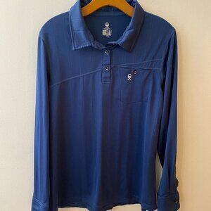Little Donkey Andy Men's Ribbed Long Sleeve Royal Blue Polo